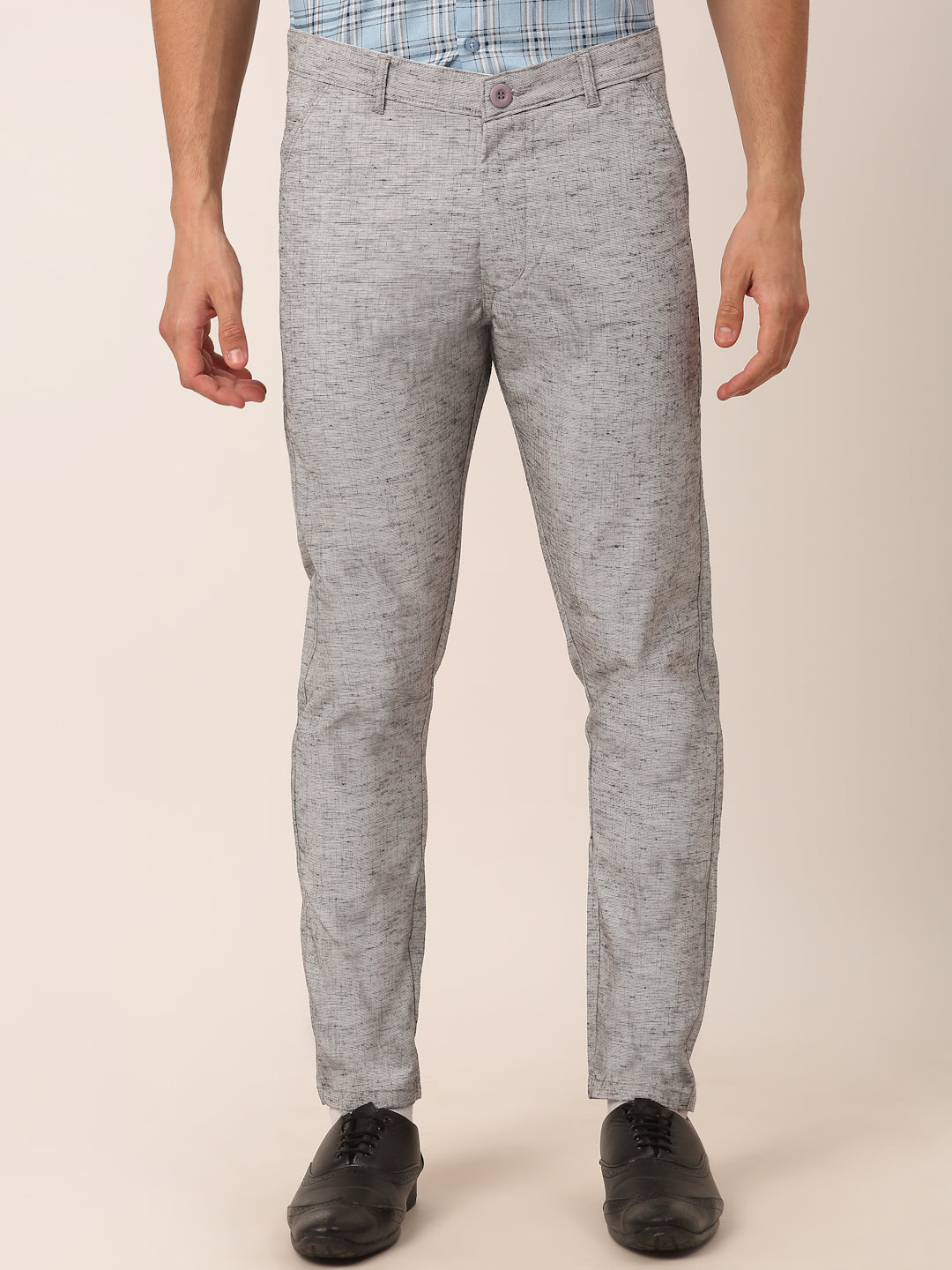 Indian Needle Men's Grey Linan Cotton Formal Trousers ( FGP 273Grey )