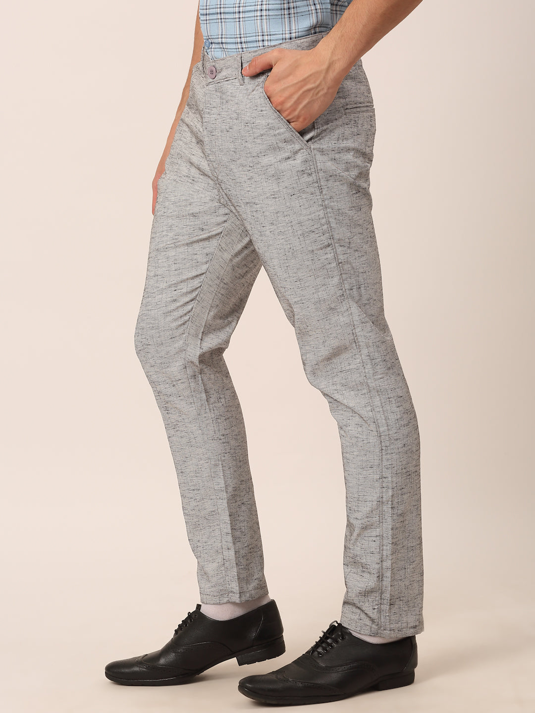 Indian Needle Men's Grey Linan Cotton Formal Trousers ( FGP 273Grey )