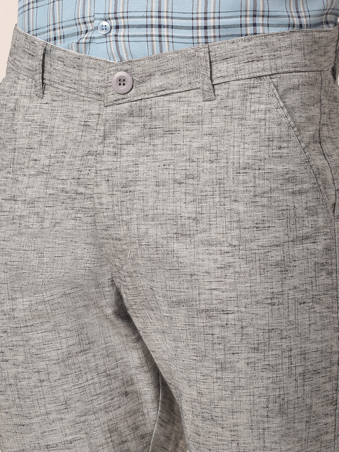 Indian Needle Men's Grey Linan Cotton Formal Trousers ( FGP 273Grey )