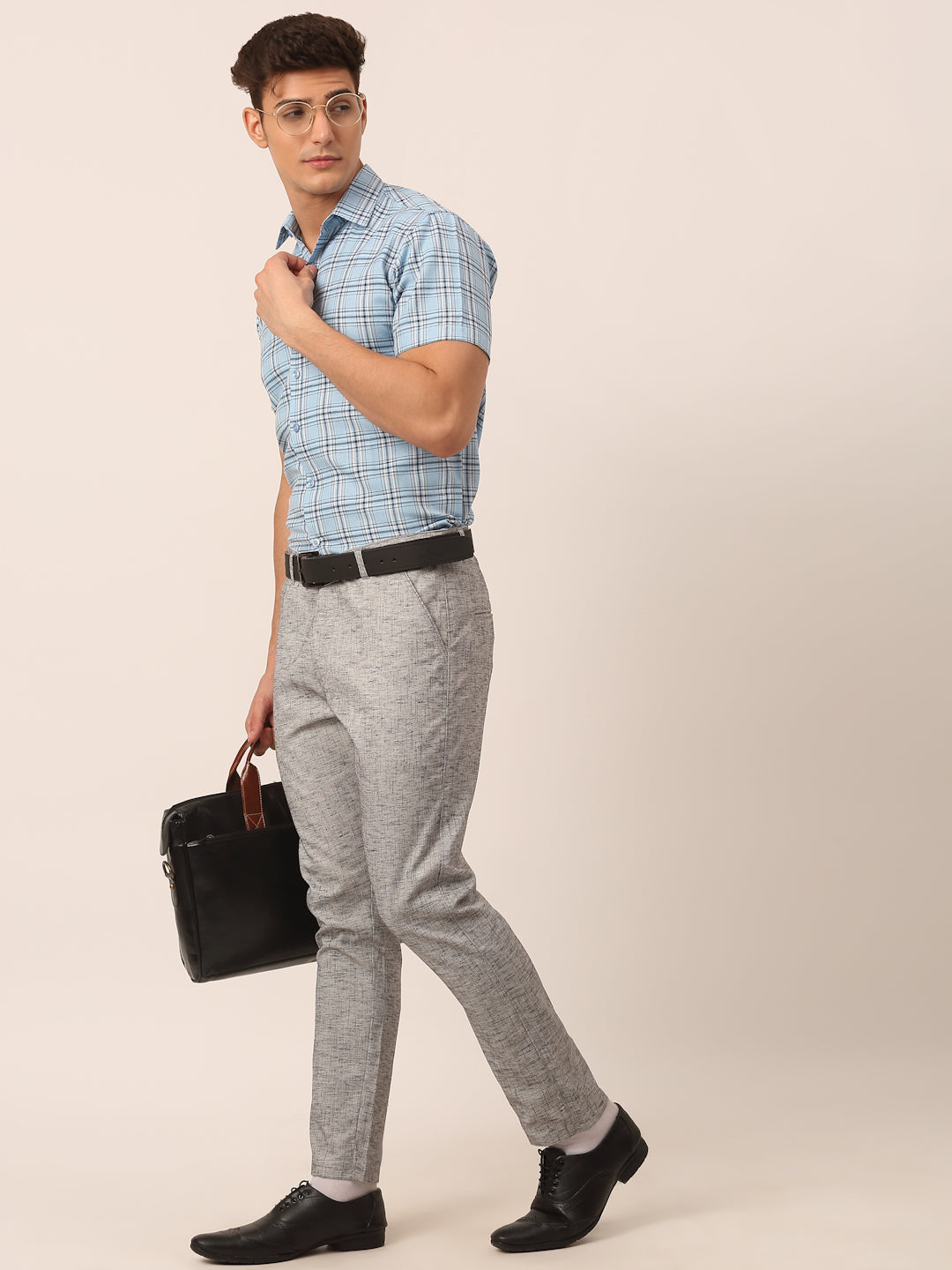 Indian Needle Men's Grey Linan Cotton Formal Trousers ( FGP 273Grey )