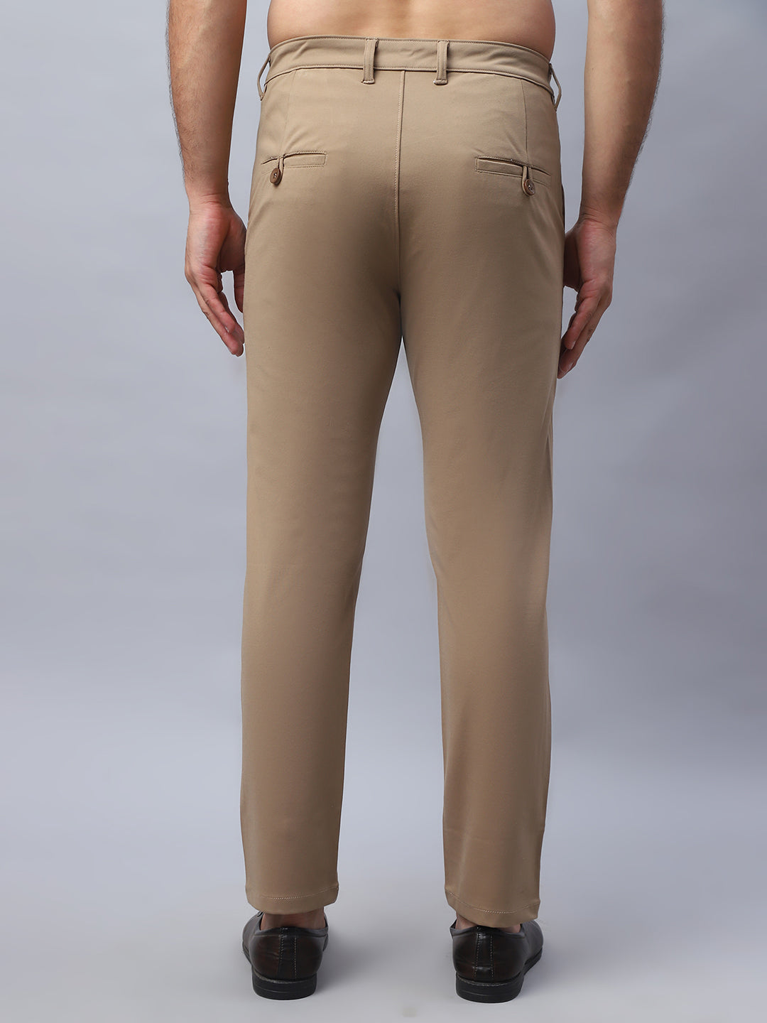 Tapered Fit Solid Trousers For Men ( FGP 279Beige )