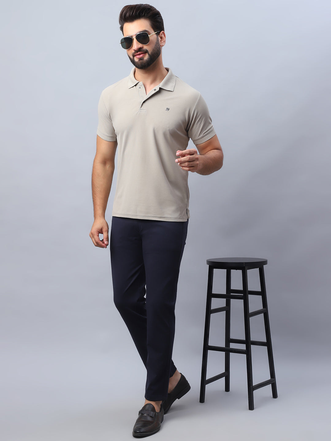 Tapered Fit Solid Trousers For Men ( FGP 279Black )