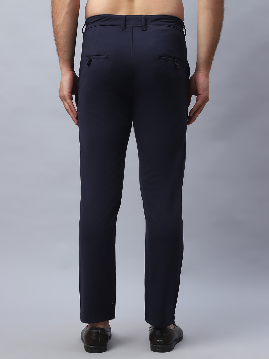 Tapered Fit Solid Trousers For Men ( FGP 279Navy )