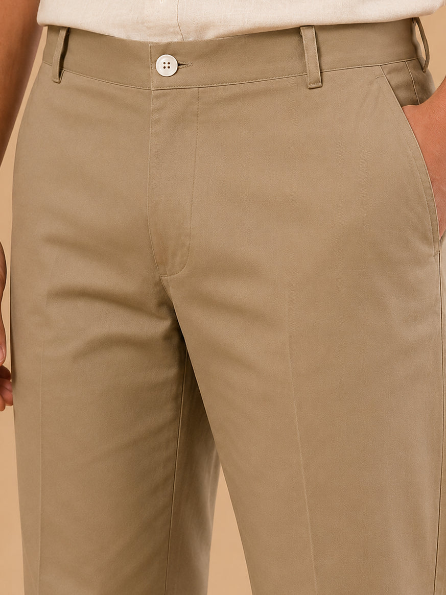 Solid Relaxed-Fit Cotton Korean Pants ( RDGP 304Beige )