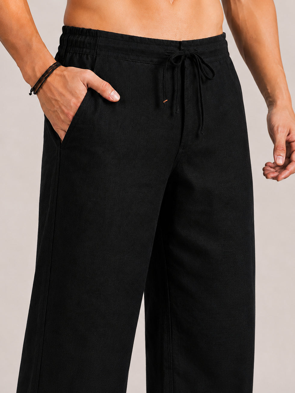 Linen Relaxed-Fit Regular Trousers for Men ( RDGP 306Black )