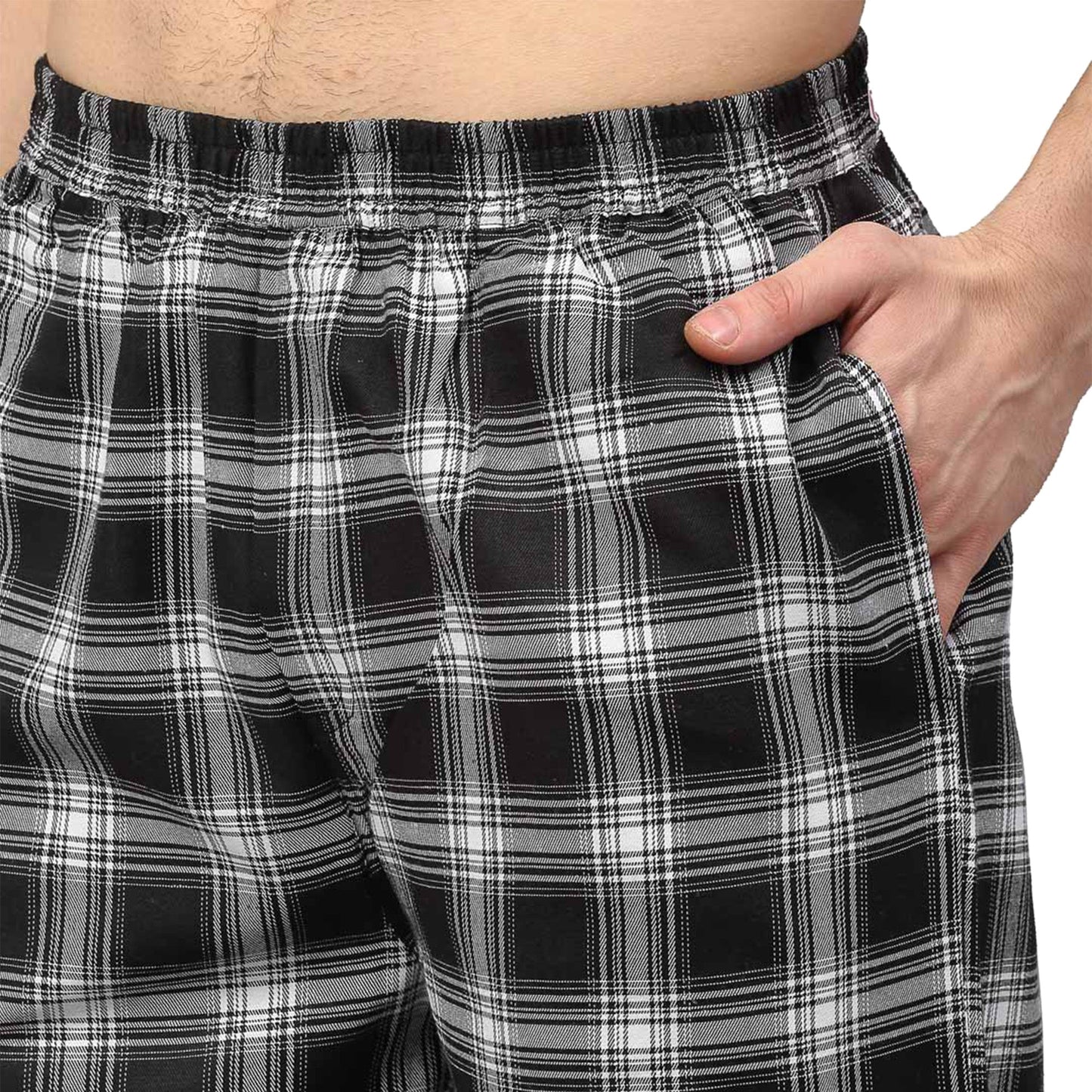 Indian Needle Men Black & White Checked Night suit ( GNS 001Black )