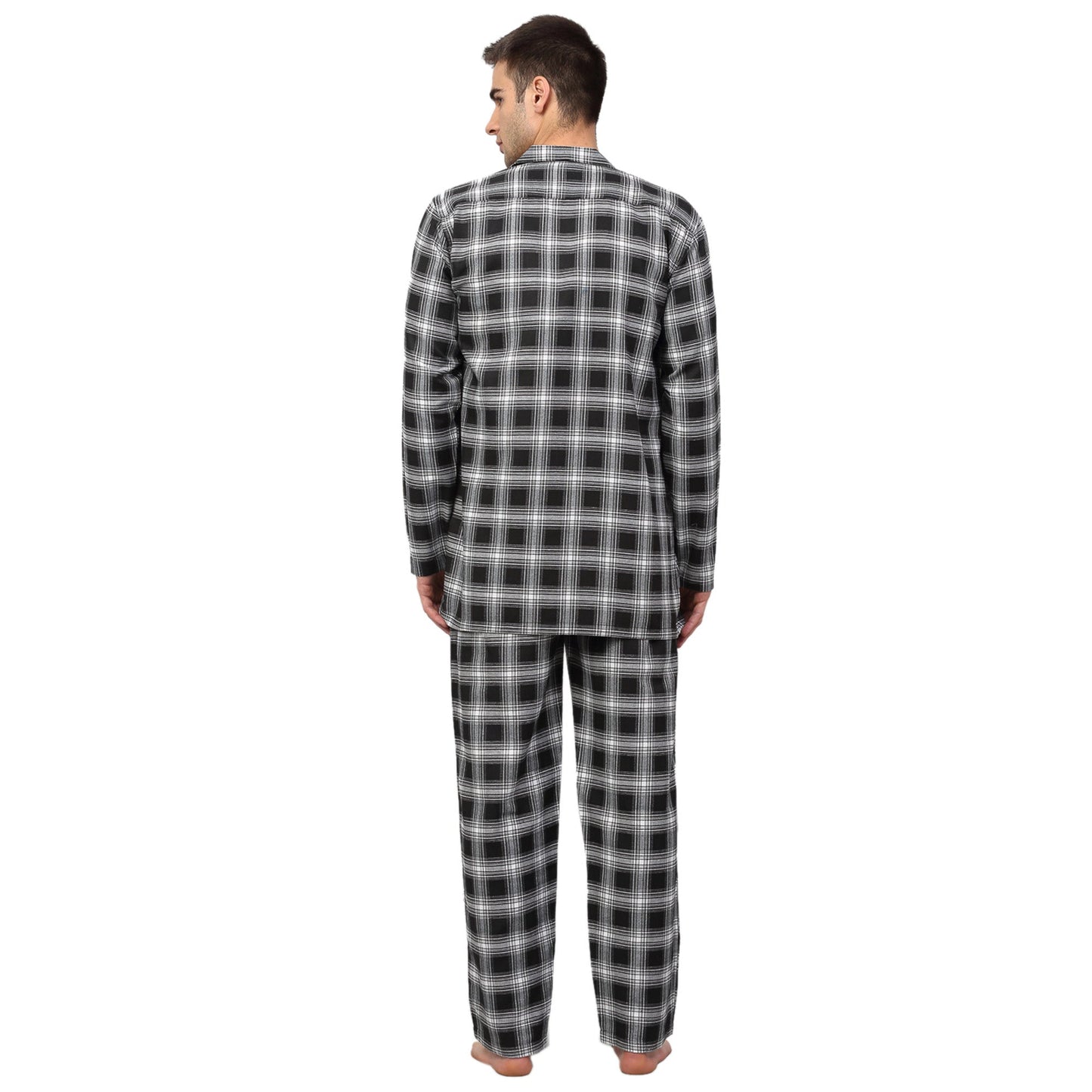 Indian Needle Men Black & White Checked Night suit ( GNS 001Black )