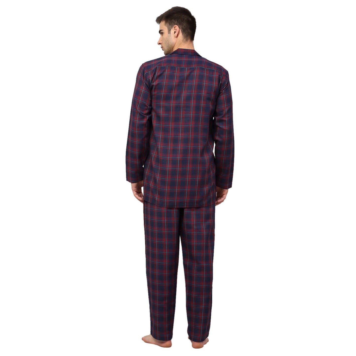 Indian Needle Men's Blue Checked Night Suits ( GNS 001Blue-Red )