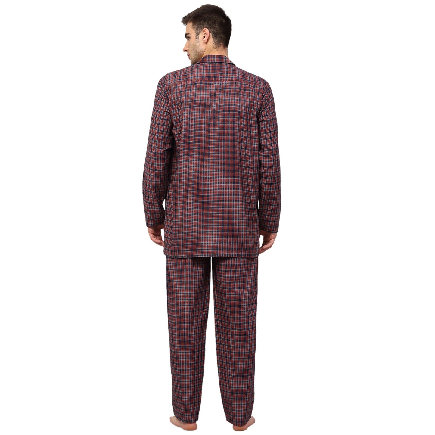 Indian Needle Men's Maroon Checked Night Suits ( GNS 001Maroon )