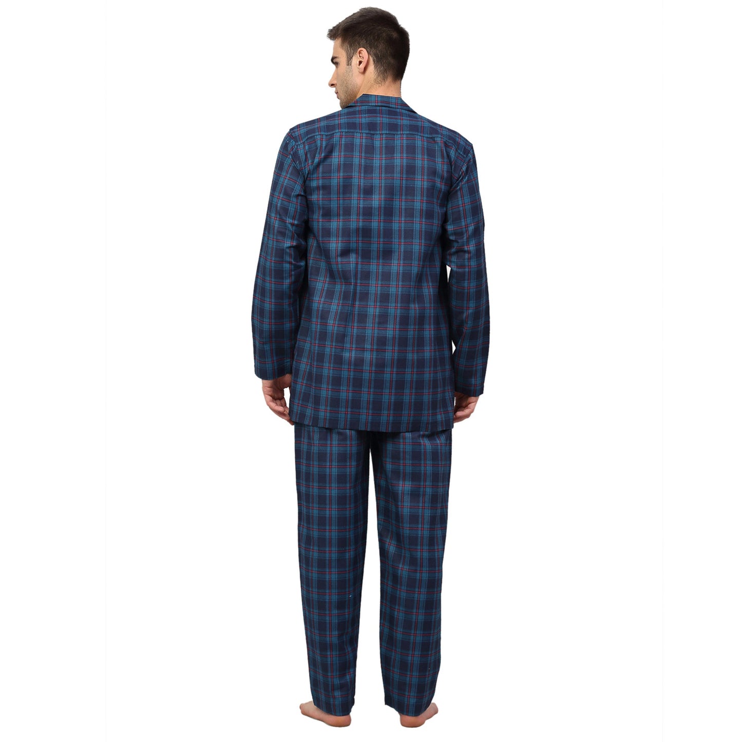 Indian Needle Men's Navy Blue Checked Night Suits ( GNS 001Navy )