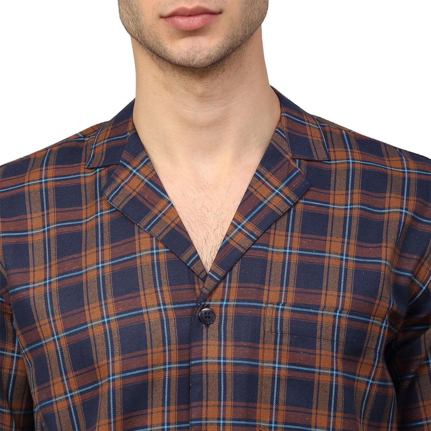 Indian Needle Men's Orange Checked Night Suits ( GNS 001Orange-Blue )