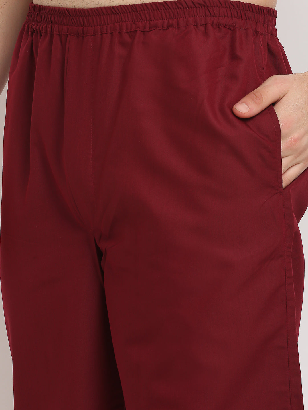 Indian Needle Men's Maroon Cotton Solid Night Suits ( GNS 003Maroon )