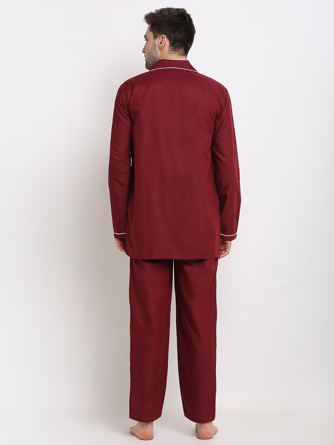 Indian Needle Men's Maroon Cotton Solid Night Suits ( GNS 003Maroon )