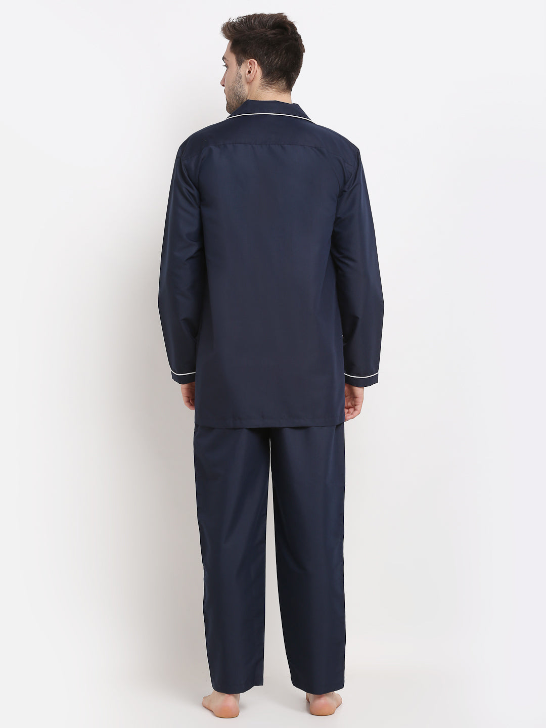 Indian Needle Men's Navy Cotton Solid Night Suits ( GNS 003Navy )
