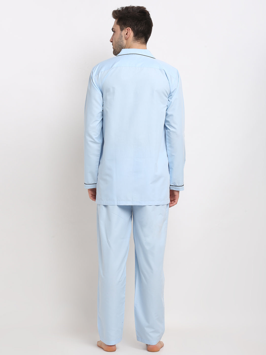 Indian Needle Men's Sky Cotton Solid Night Suits ( GNS 003Sky )