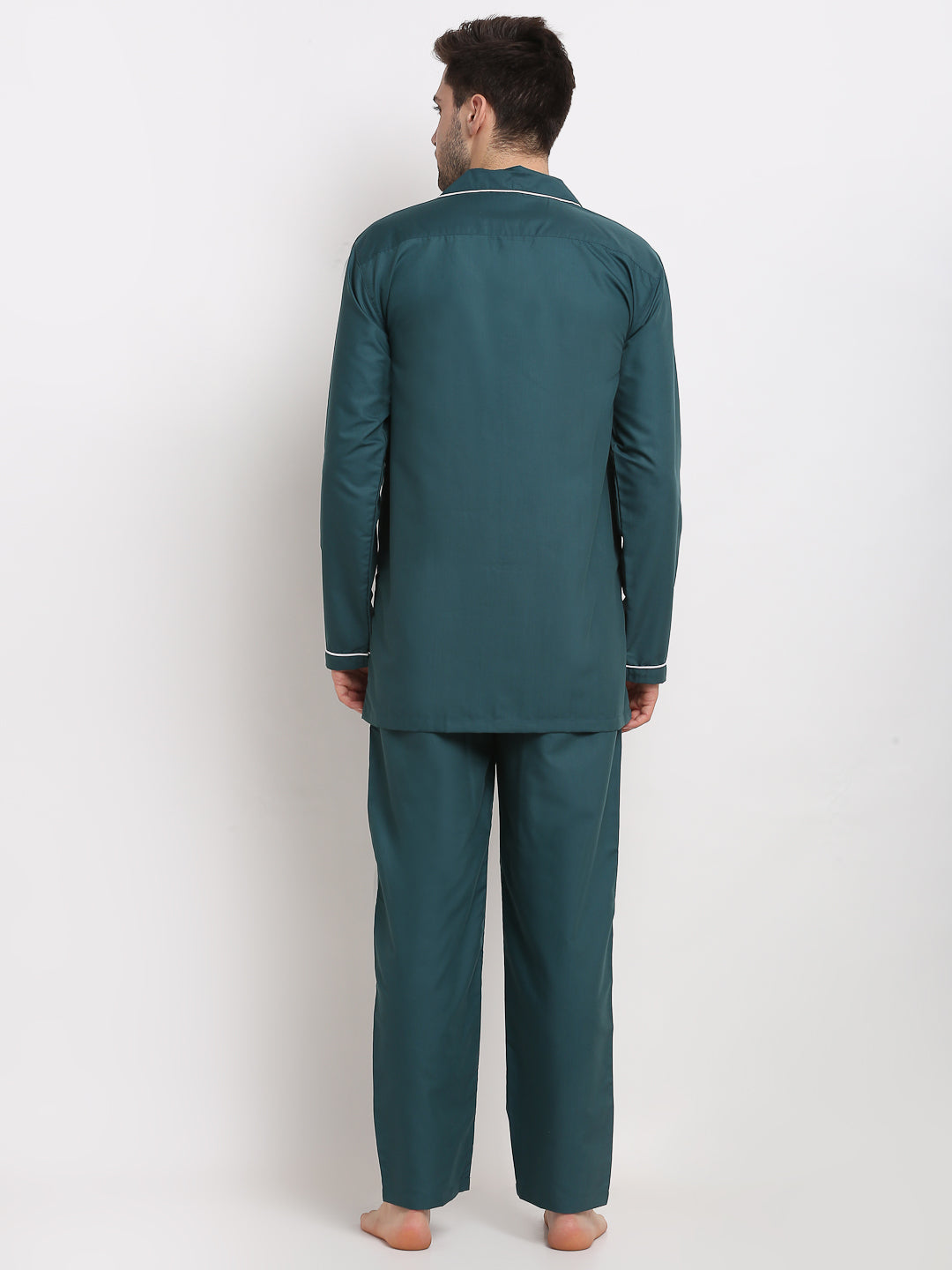 Indian Needle Men's Teal Cotton Solid Night Suits ( GNS 003Teal )
