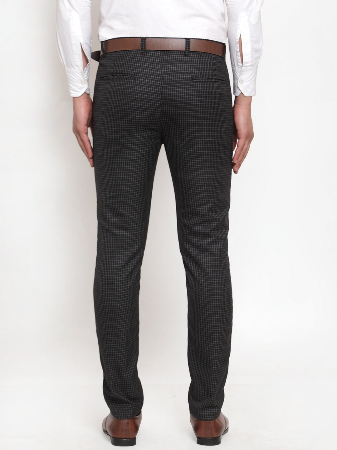 Indian Needle Men's Black Checked Formal Trousers ( GP 254Black )