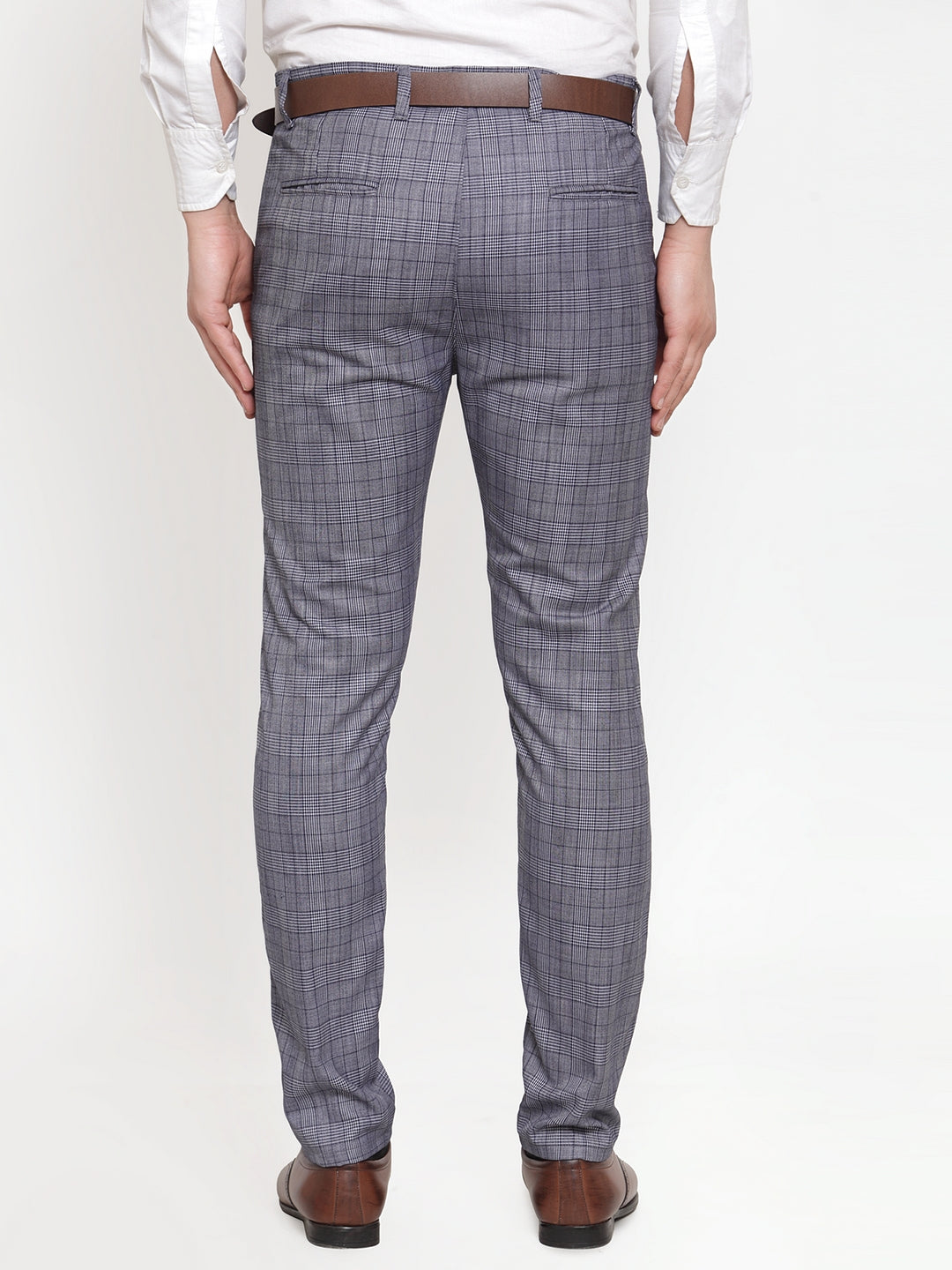Indian Needle Men's Blue Checked Formal Trousers ( GP 254Blue )