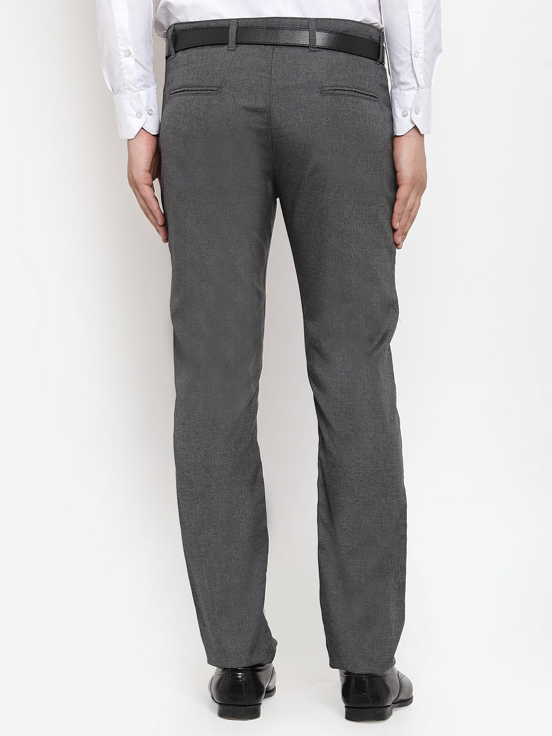 Indian Needle Men's Black Cotton Solid Formal Trousers ( FGP 256Charcoal )