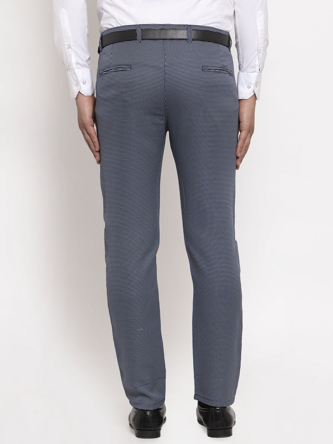 Indian Needle Men's Navy Cotton Polka Dots Formal Trousers ( GP 257Navy-Blue )