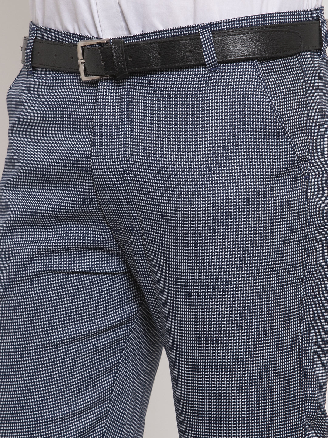 Indian Needle Men's Navy Cotton Polka Dots Formal Trousers ( GP 257Navy-Blue )