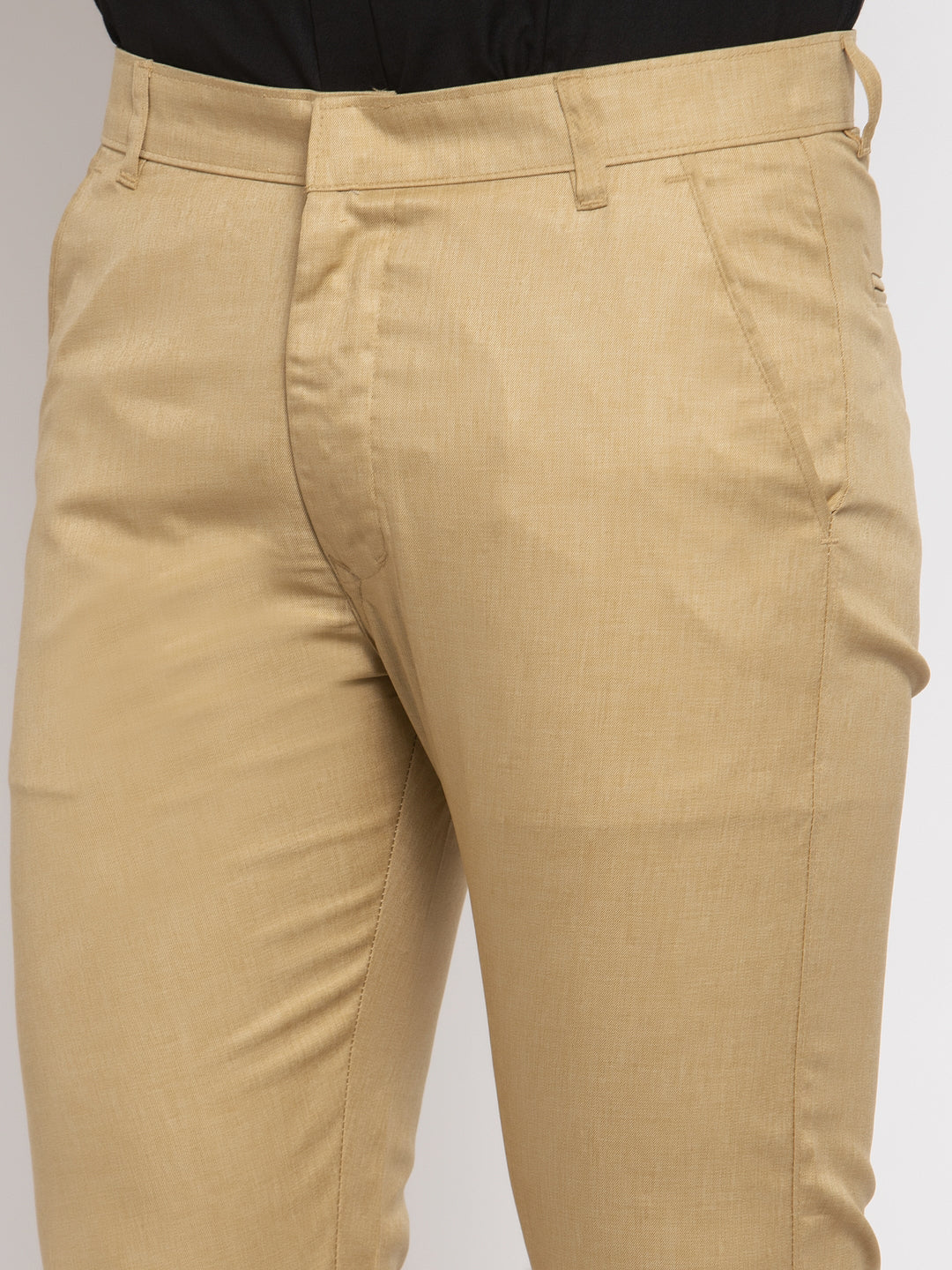 Indian Needle Men's Beige Cotton Solid Formal Trousers ( FGP 258Beige )