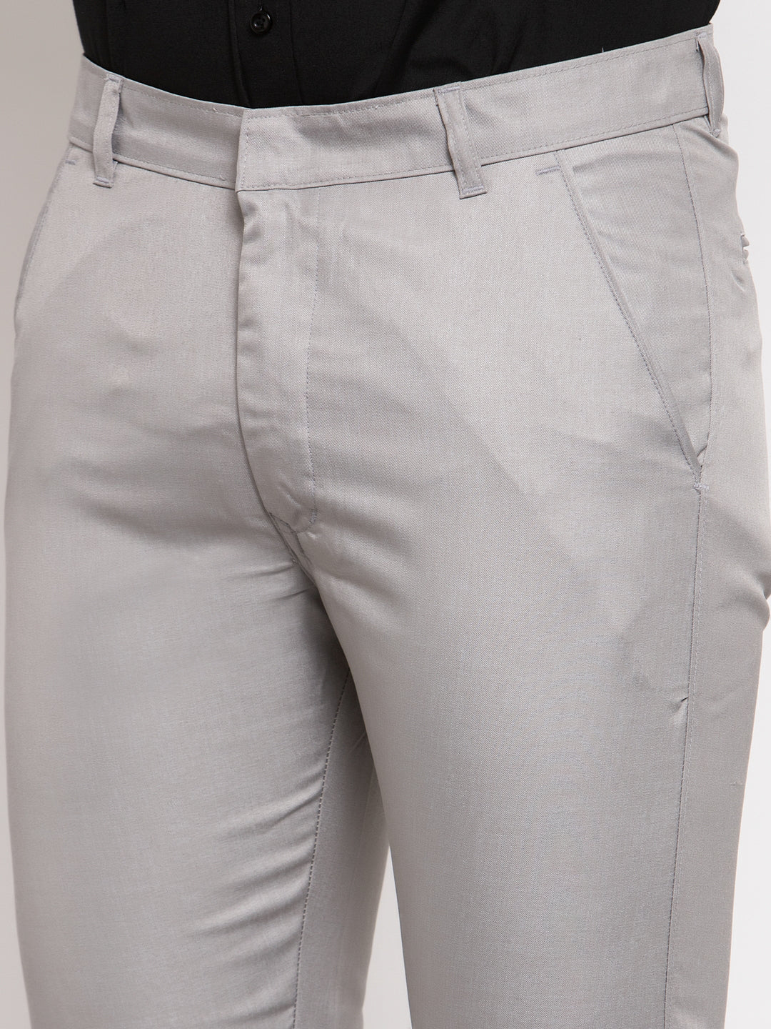 Indian Needle Men's Grey Cotton Solid Formal Trousers ( FGP 258Light-Grey )