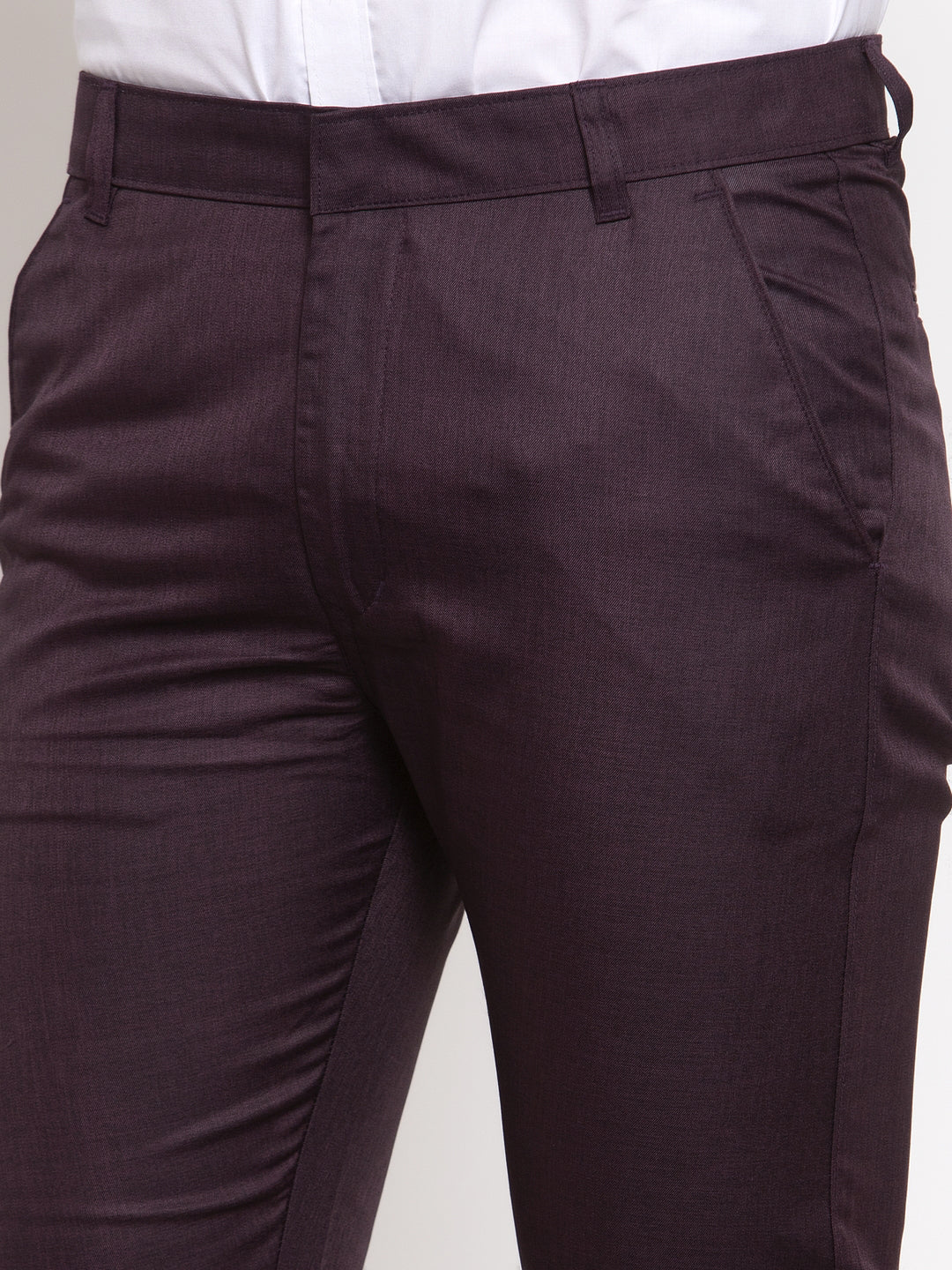 Indian Needle Men's Purple Cotton Solid Formal Trousers ( FGP 258Purple )