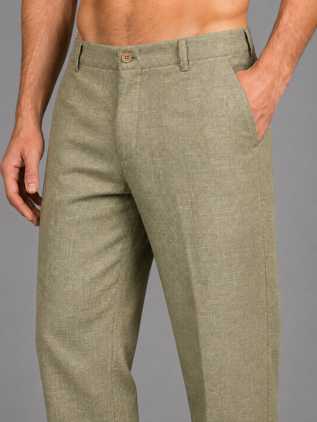 Linen Relaxed-Fit Regular Trousers for Men ( J-GP 308Pista )