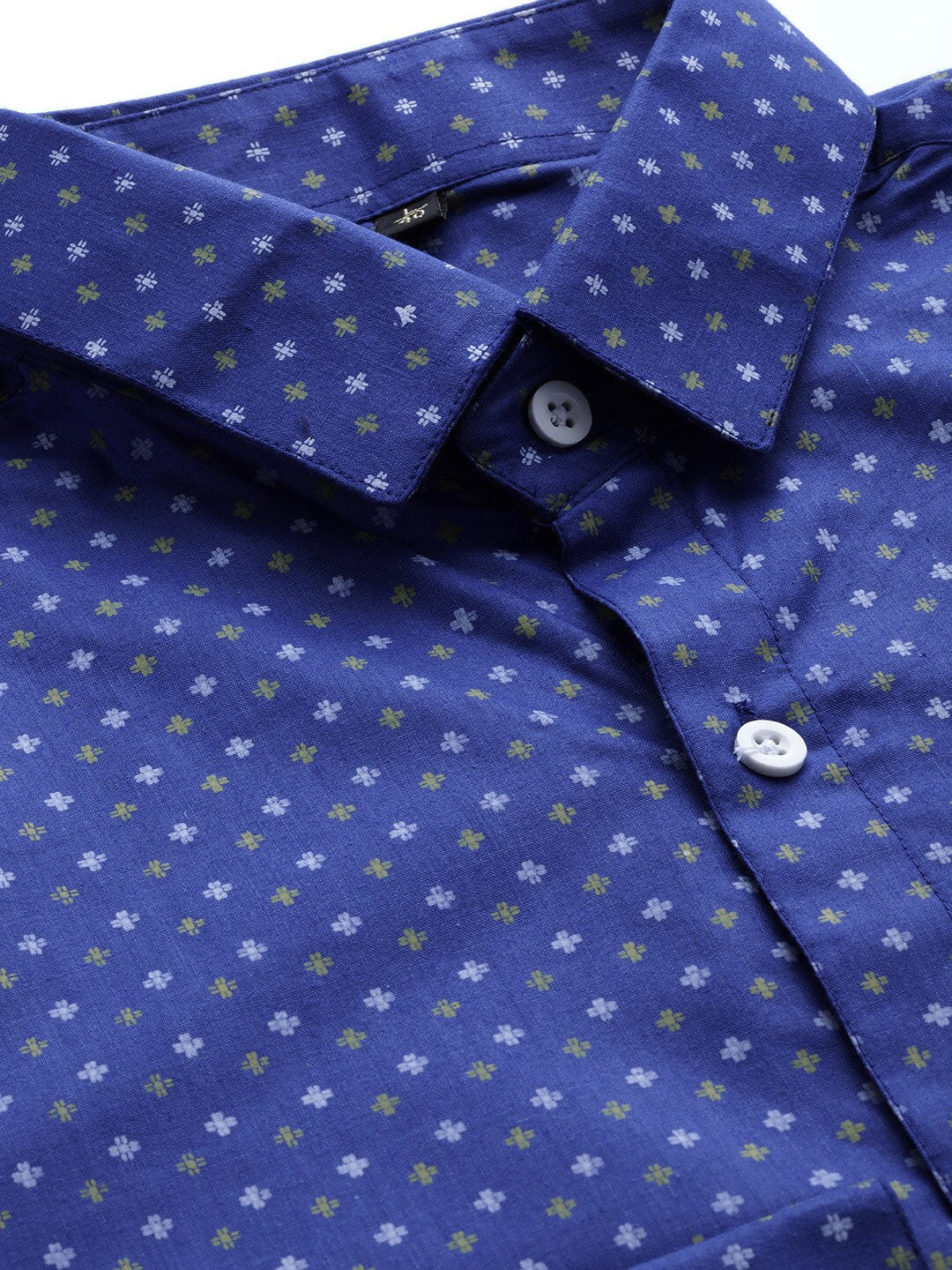 Indian Needle Blue Men's Cotton Printed Formal Shirts ( SF 716Blue )
