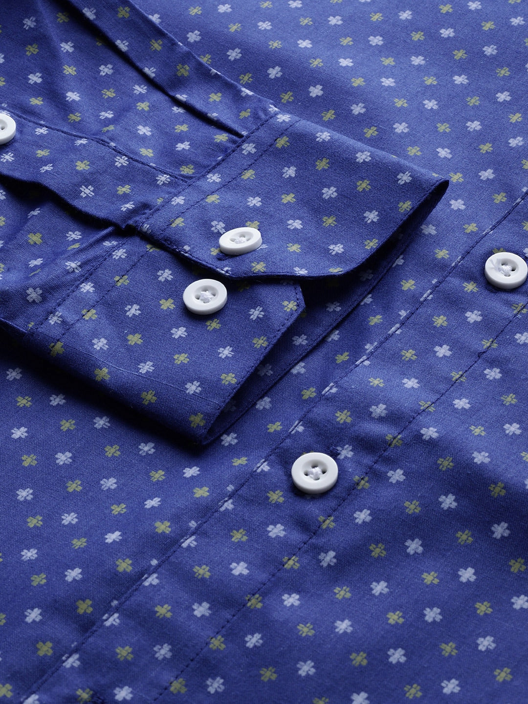 Indian Needle Blue Men's Cotton Printed Formal Shirts ( SF 716Blue )