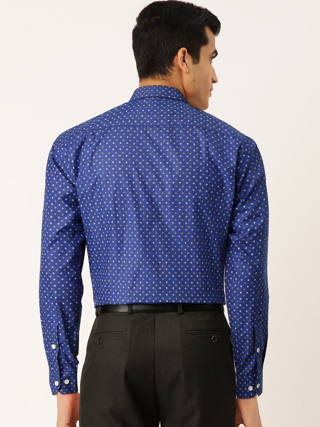 Indian Needle Blue Men's Cotton Printed Formal Shirts ( SF 716Blue )
