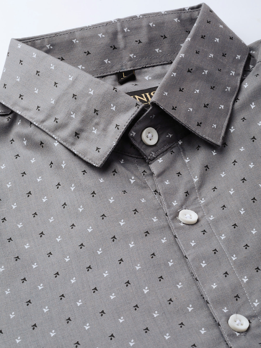 Indian Needle Grey Men's Cotton Printed Formal Shirts ( SF 716Grey )