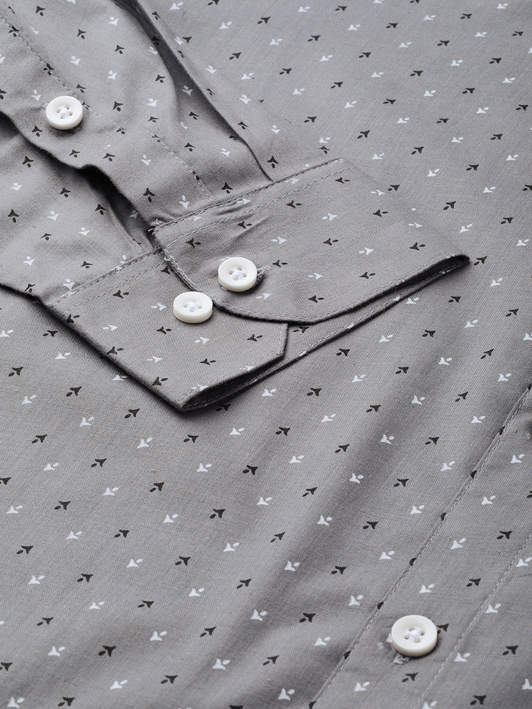 Indian Needle Grey Men's Cotton Printed Formal Shirts ( SF 716Grey )