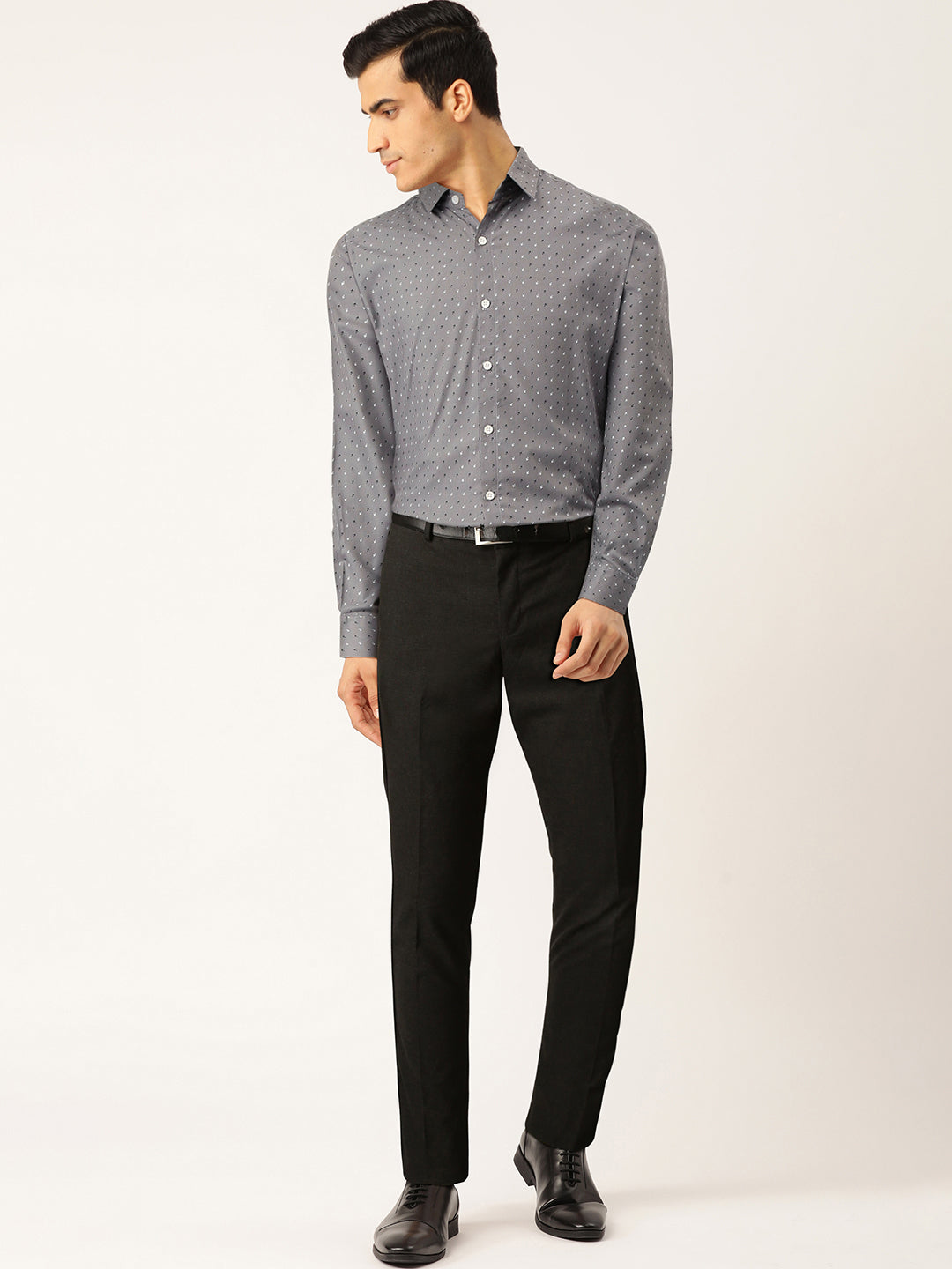 Indian Needle Grey Men's Cotton Printed Formal Shirts ( SF 716Grey )
