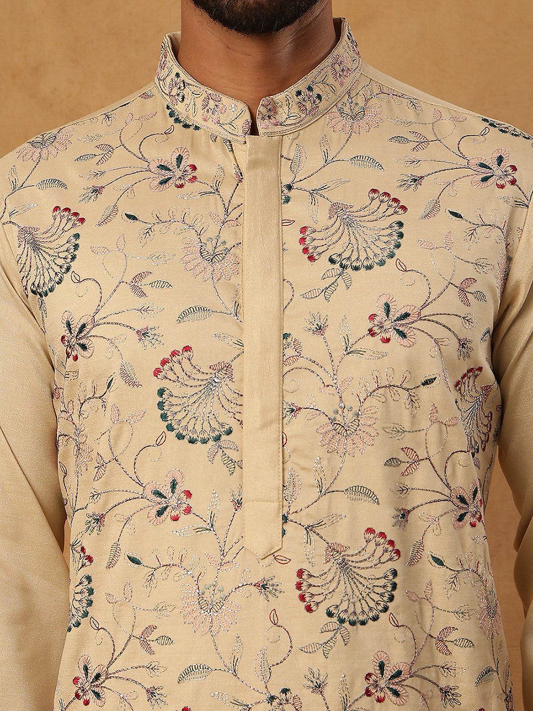 Festive Wear Silk Blend Embroidered Kurta ( HOPKO 020Beige )