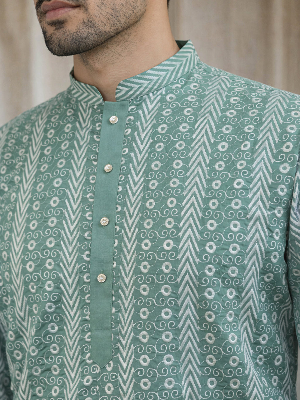 Cotton Blend Embroidered Kurta ( HOPKO 034Green )
