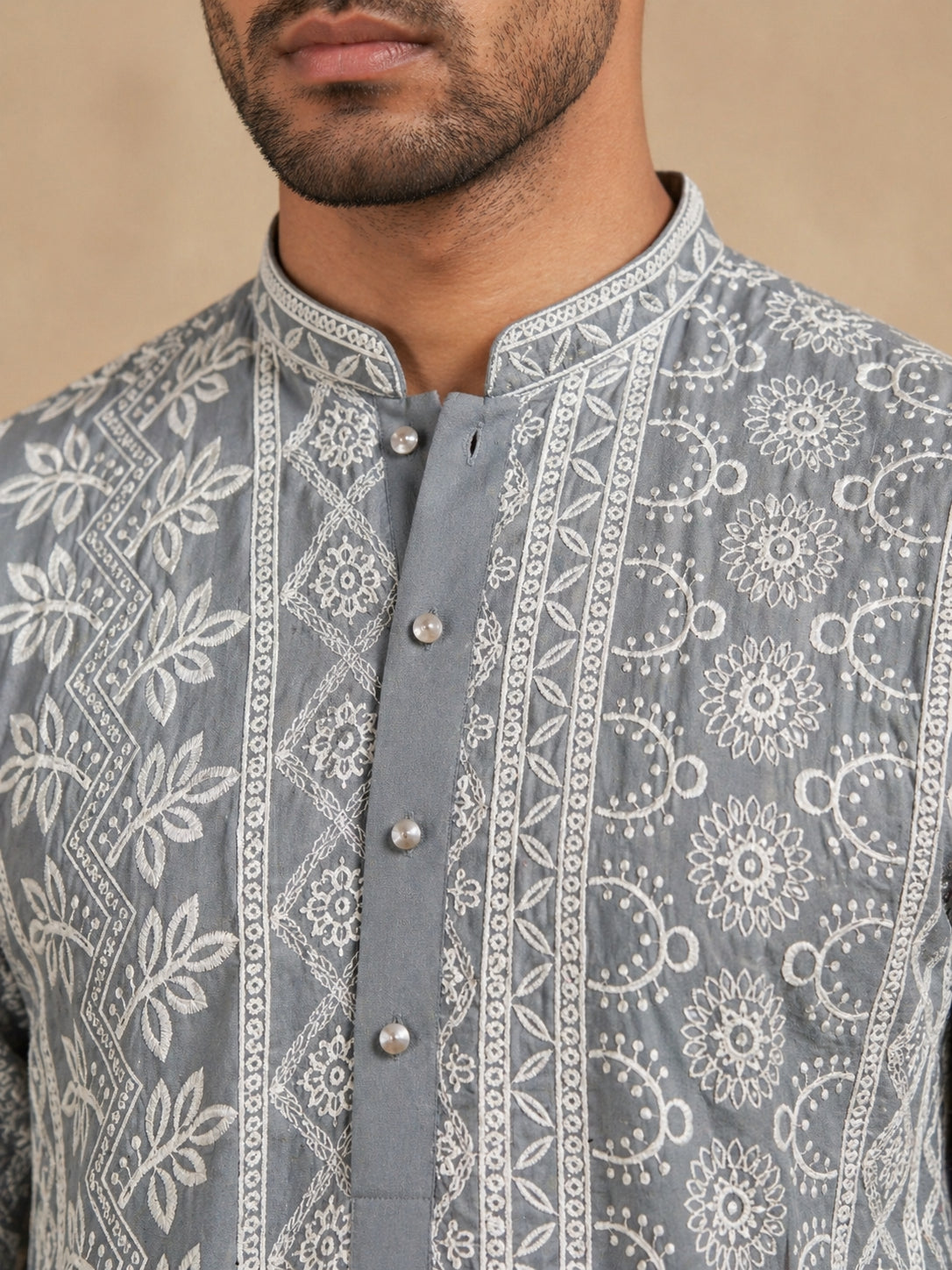 Embroidered Viscose Rayon Kurta ( HOPKO 043Grey )