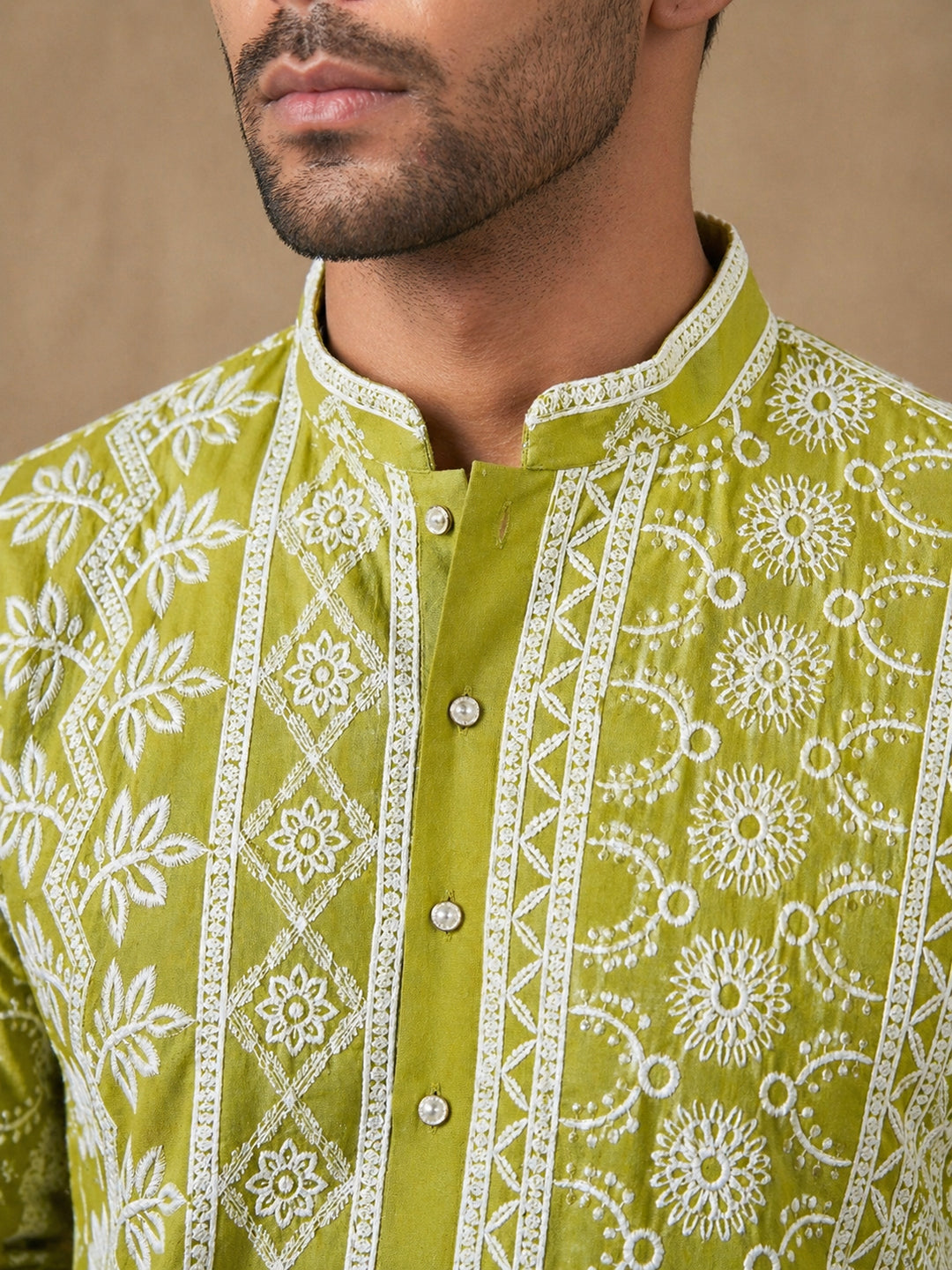 Embroidered Viscose Rayon Kurta ( HOPKO 043Pista )