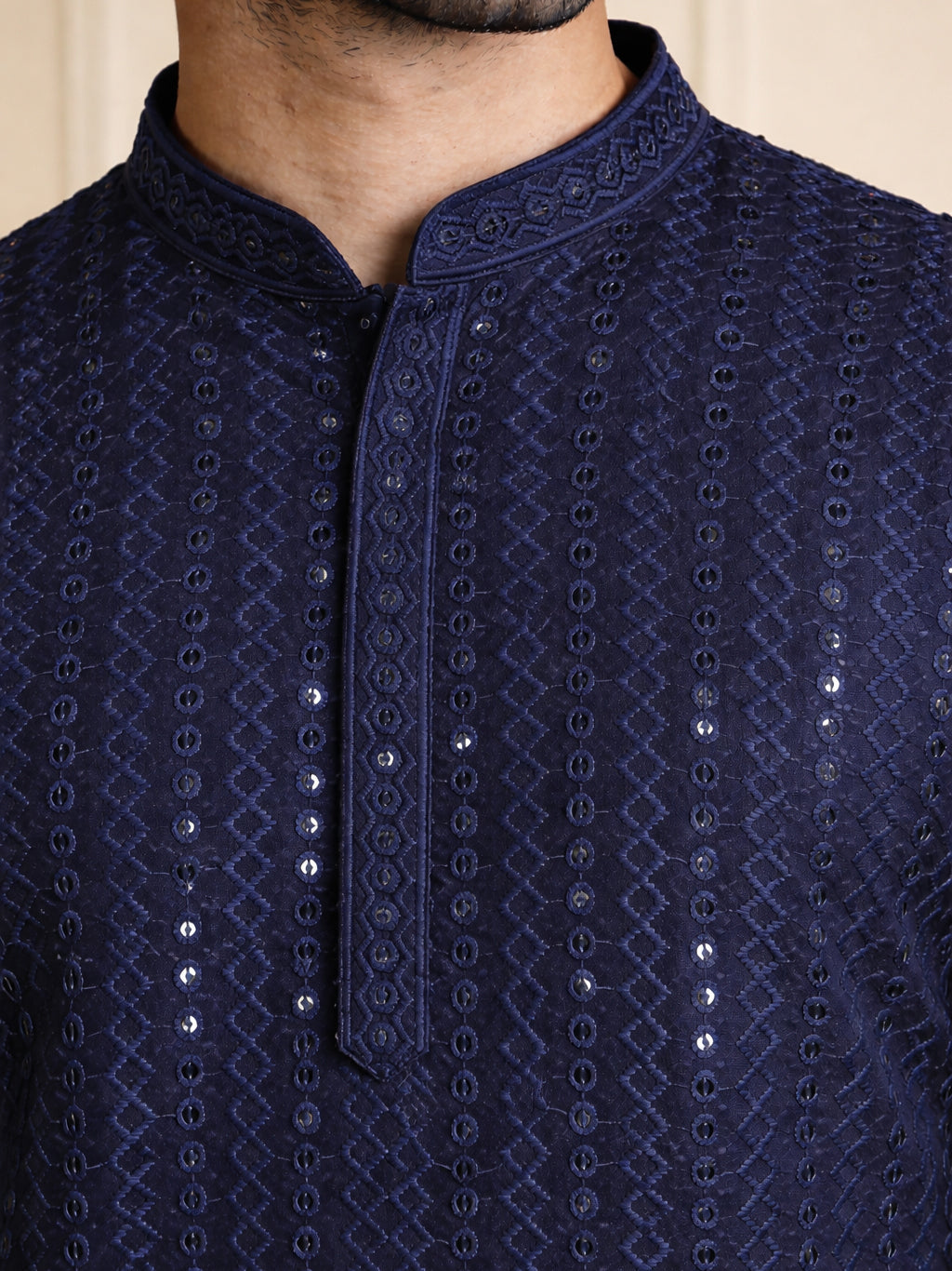 Embroidered & Sequinned Kurta ( HOPKO 159Navy )