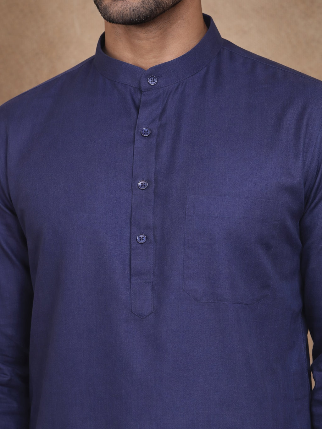 Men’s Cotton Blend Solid Kurta ( HOPKO 5144Navy )