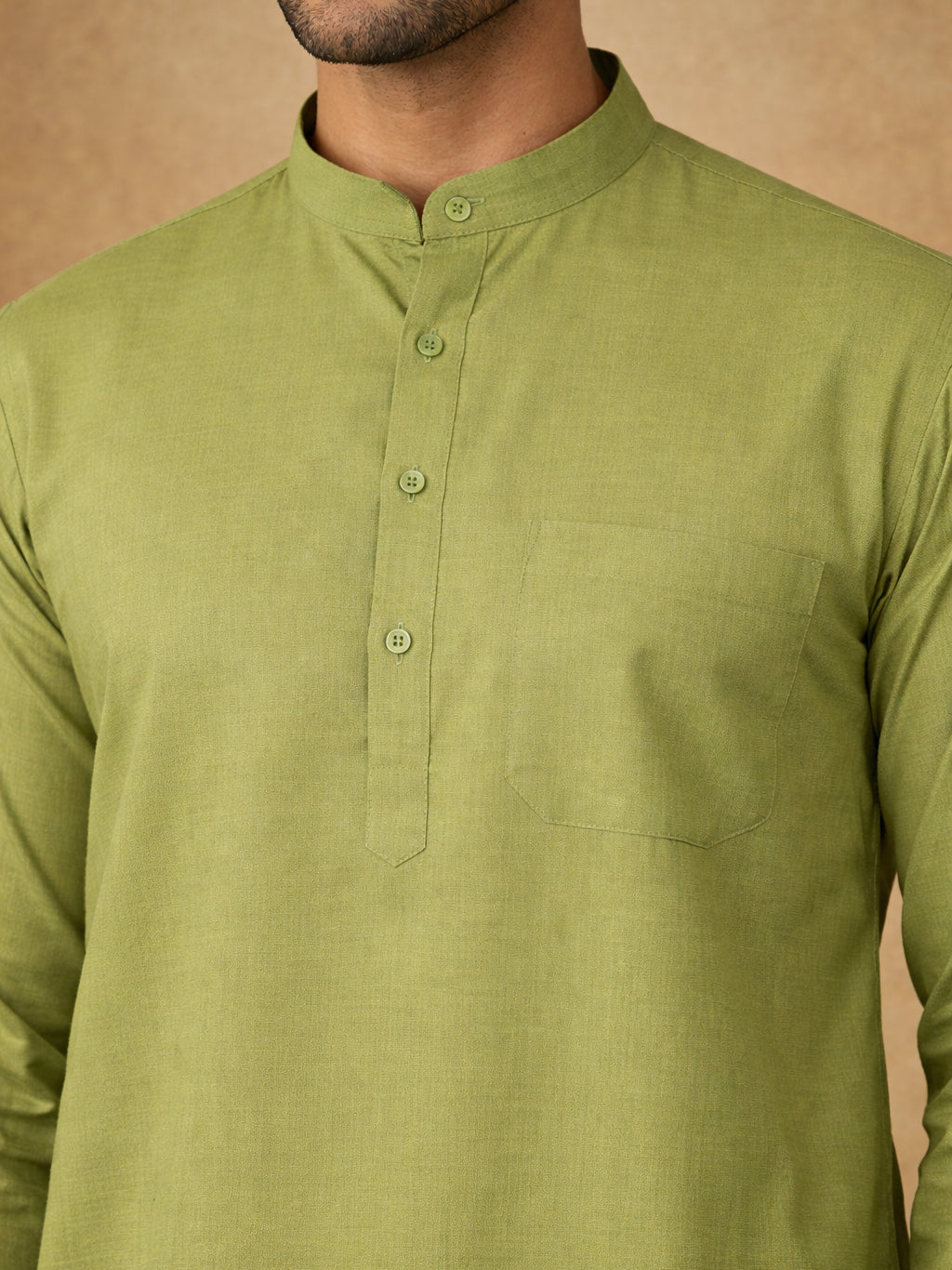 Men’s Cotton Blend Solid Kurta ( HOPKO 5144Olive )
