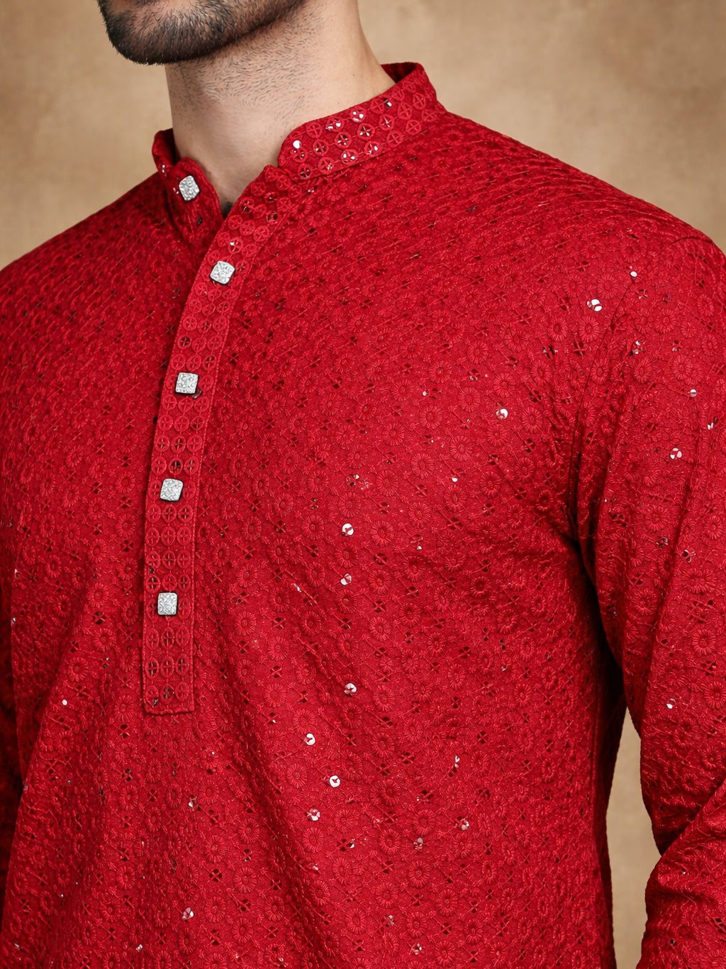 Embroidered & Sequins Cotton Kurta ( HOPKO 678Maroon )