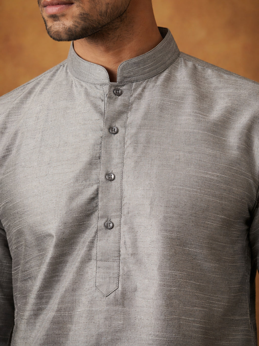 Premium Silver Silk Kurta Pyjama ( HOPKP 030Silver )