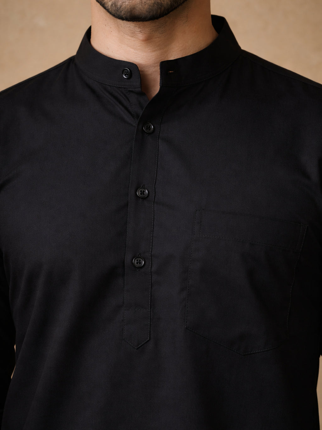 Black Casual Solid Short Kurta ( HOPSK 5397Black )