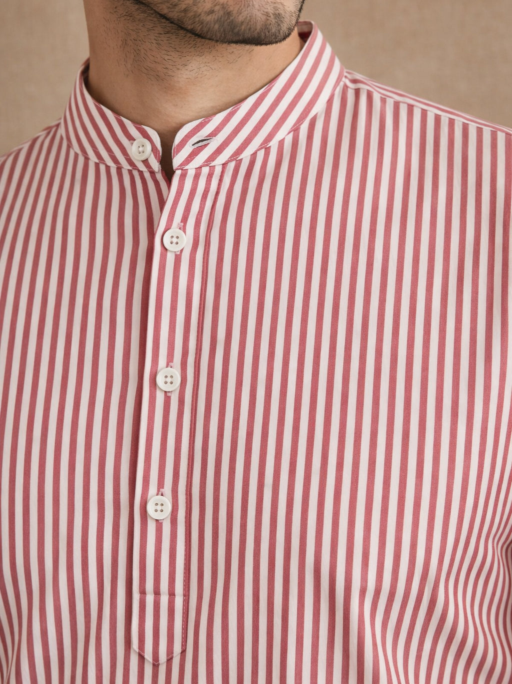 Men’s Coral Striped Short Kurta ( HOPSK 5456Coral )