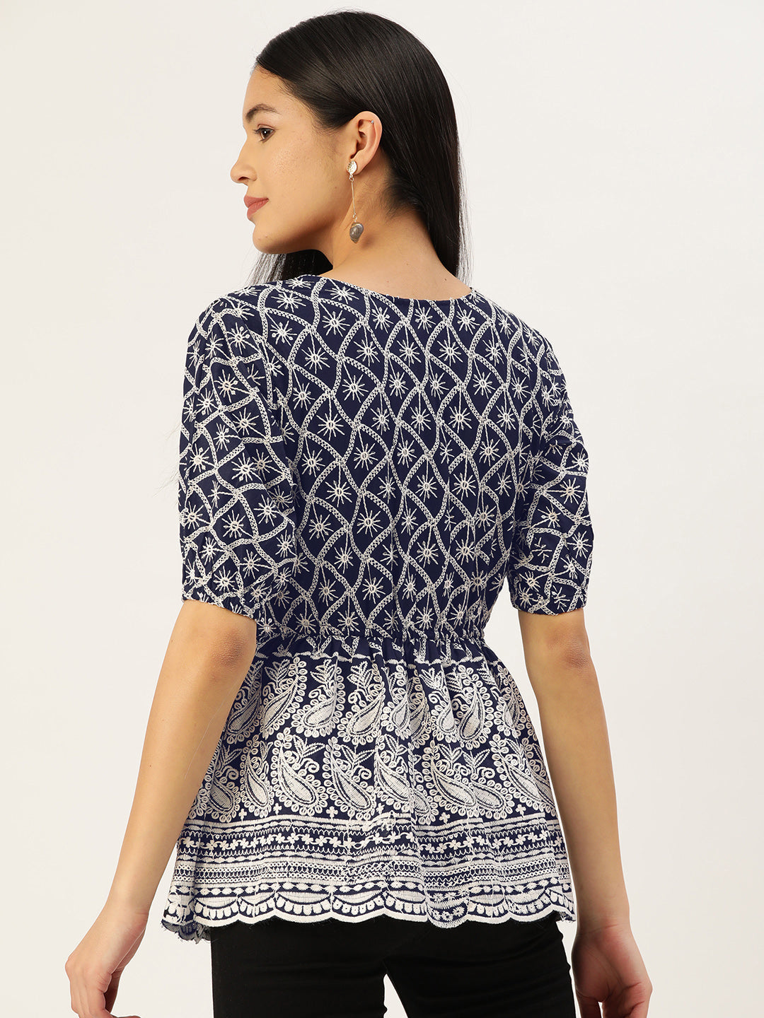 Chikankari Sequen Work Empire Top