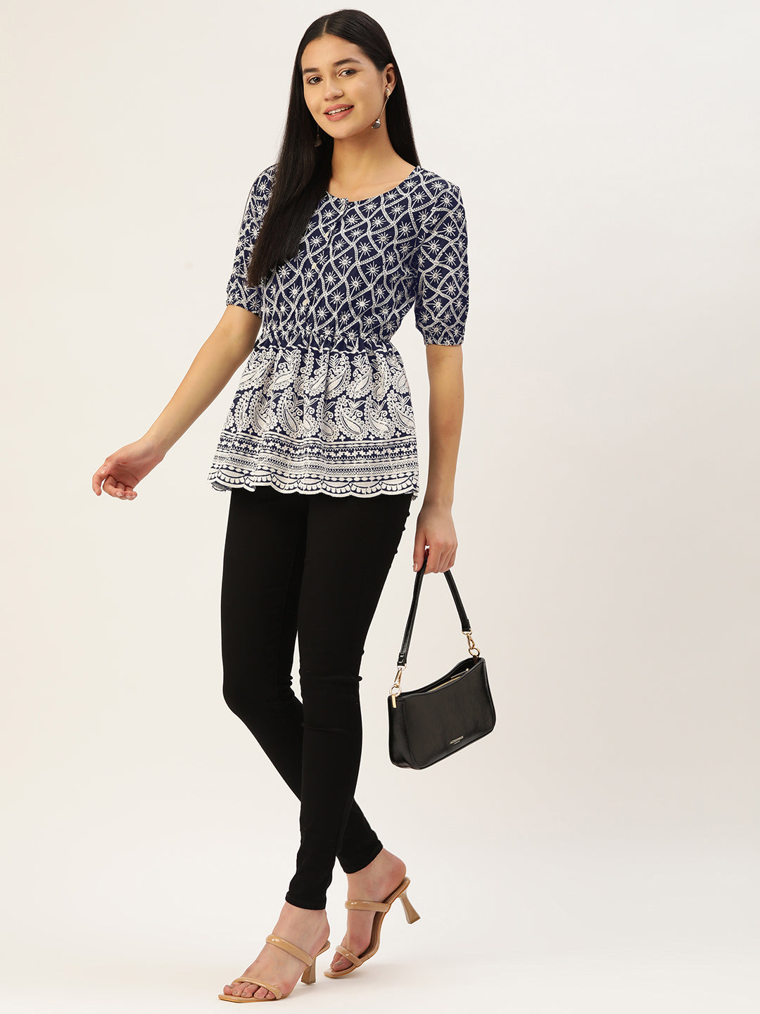 Chikankari Sequen Work Empire Top