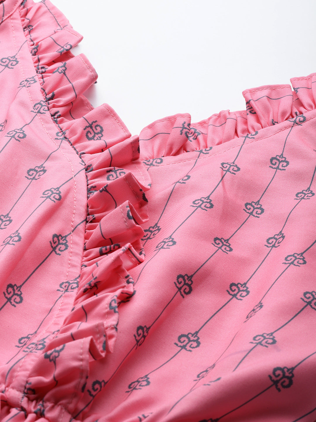 Women Printed crop top with frills