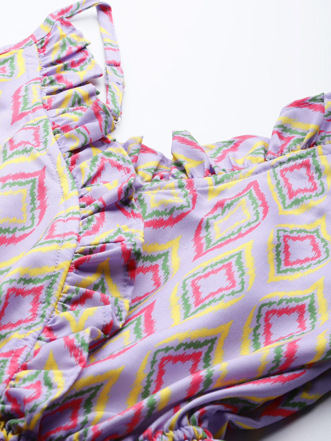 Women Printed crop top with frills